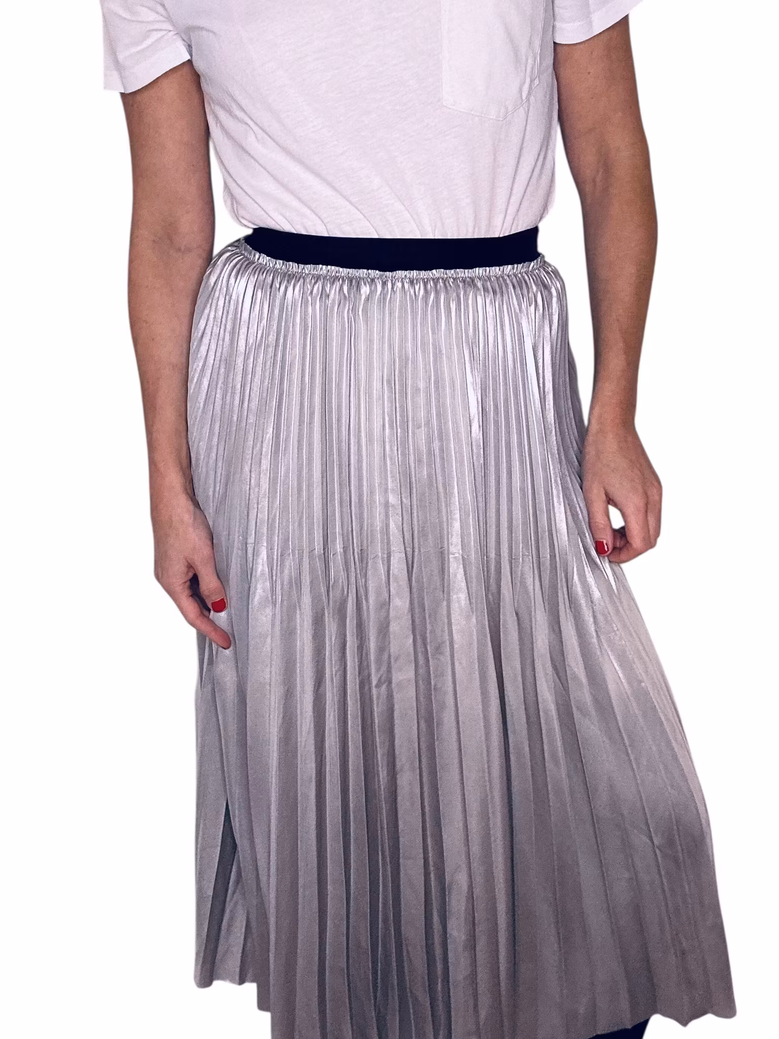 Plisserad kjol i silver