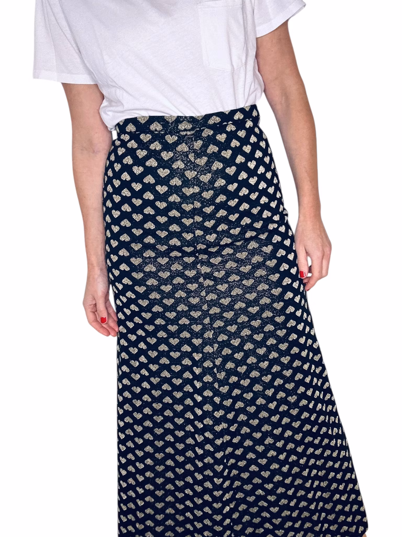 Vintage långkjol med guldhjärtan