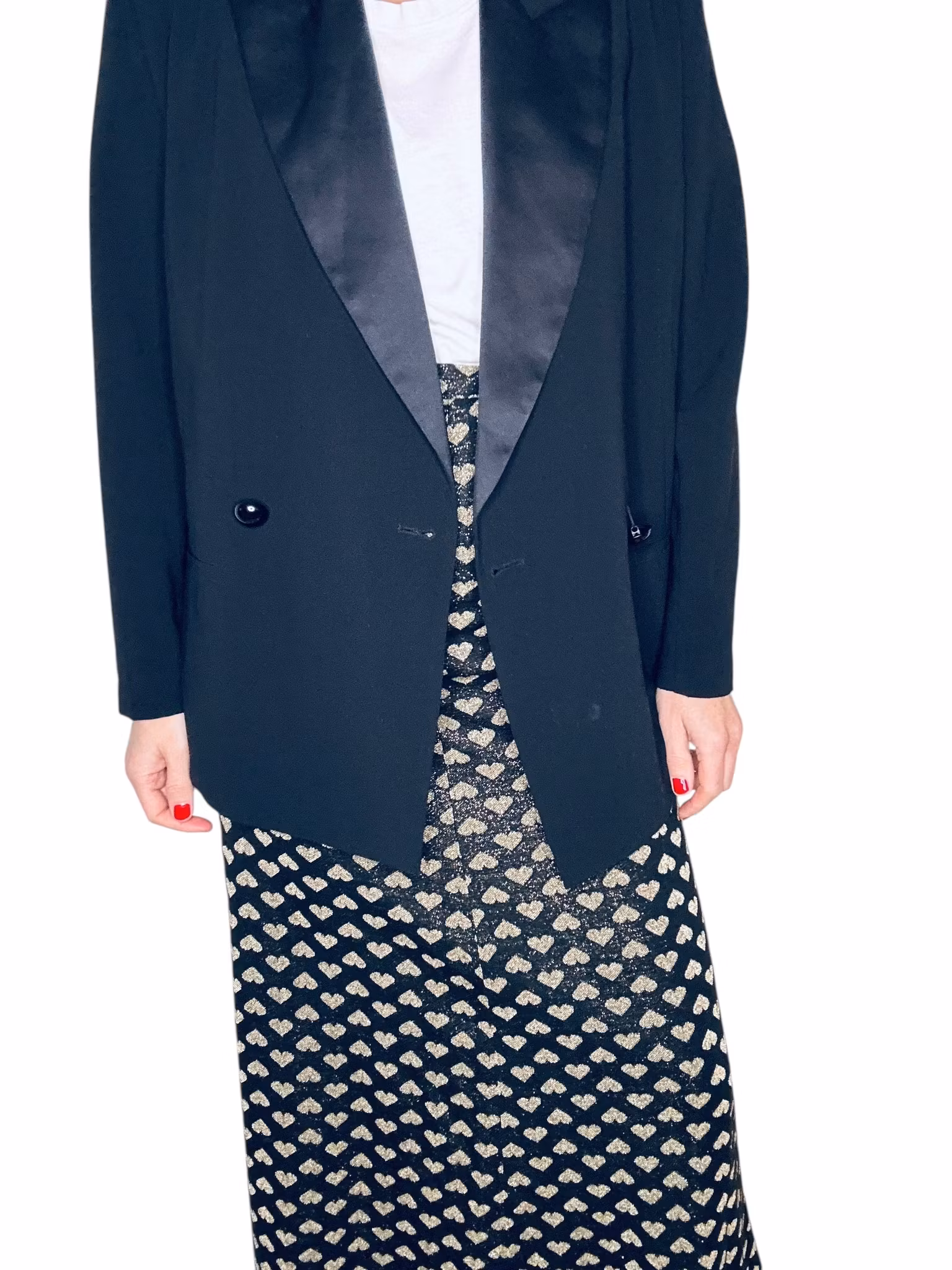 Vintage långkjol med guldhjärtan