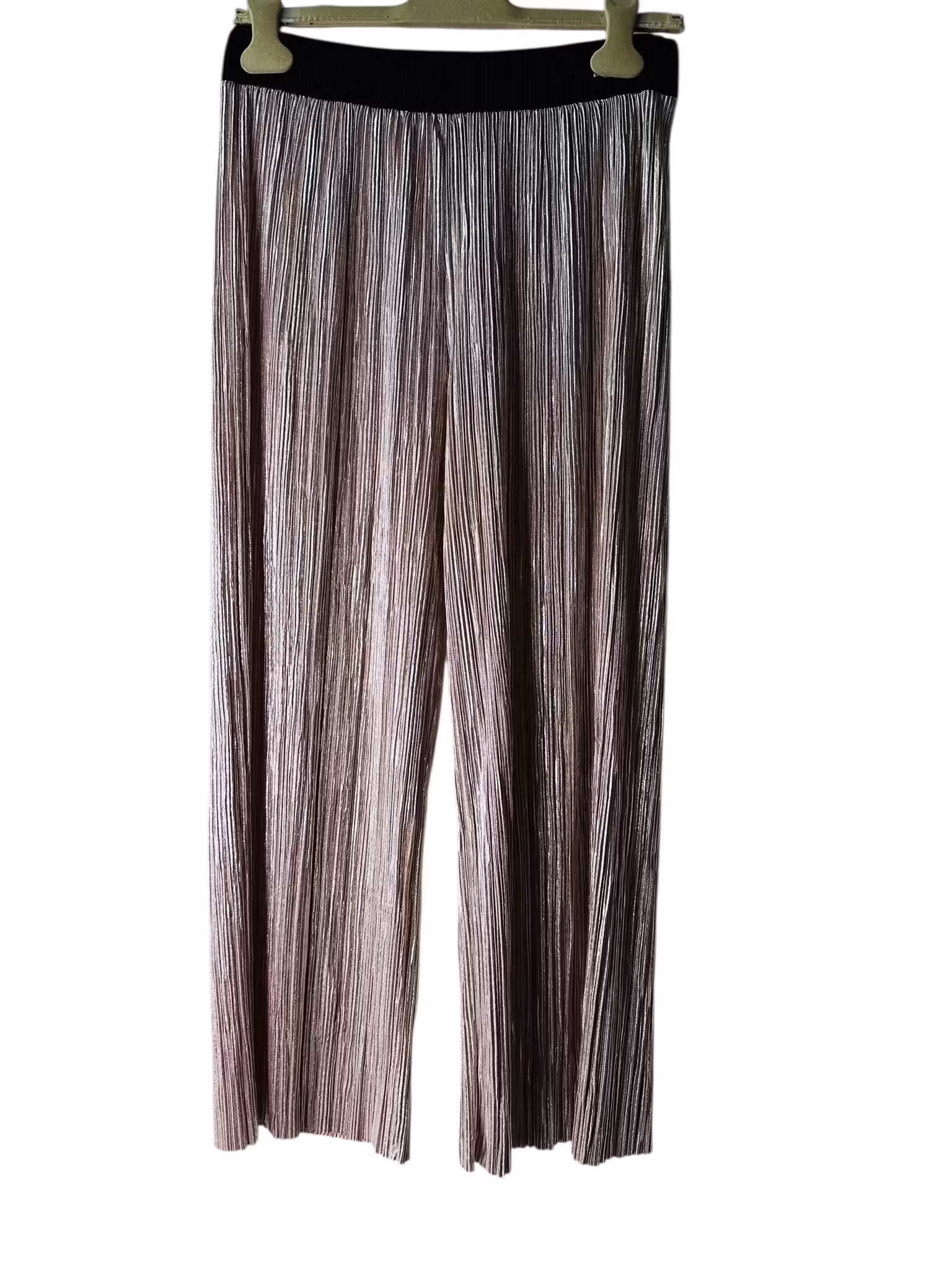 Plisserade silverrosa byxor