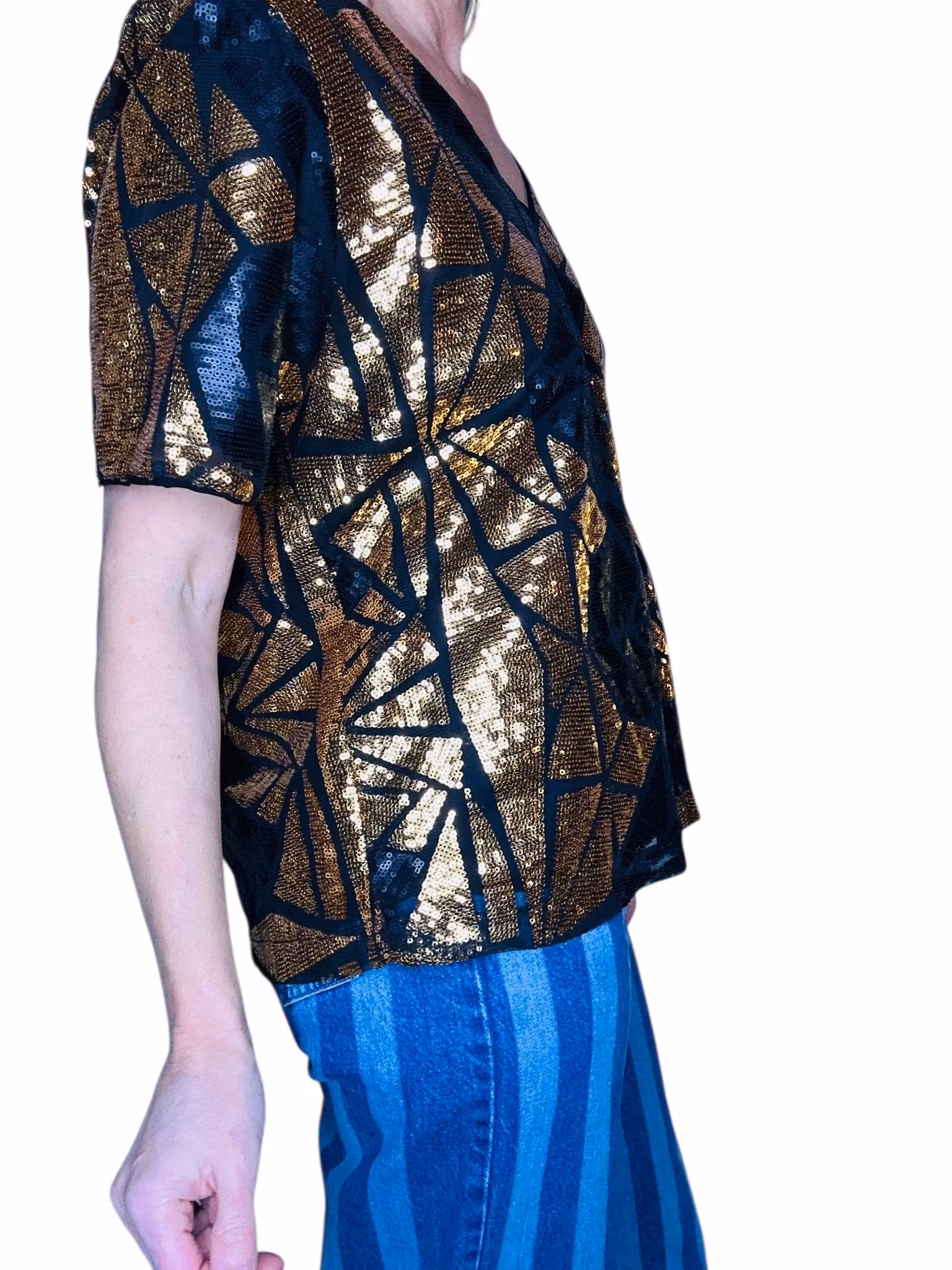 Paljett-topp i svart och guld