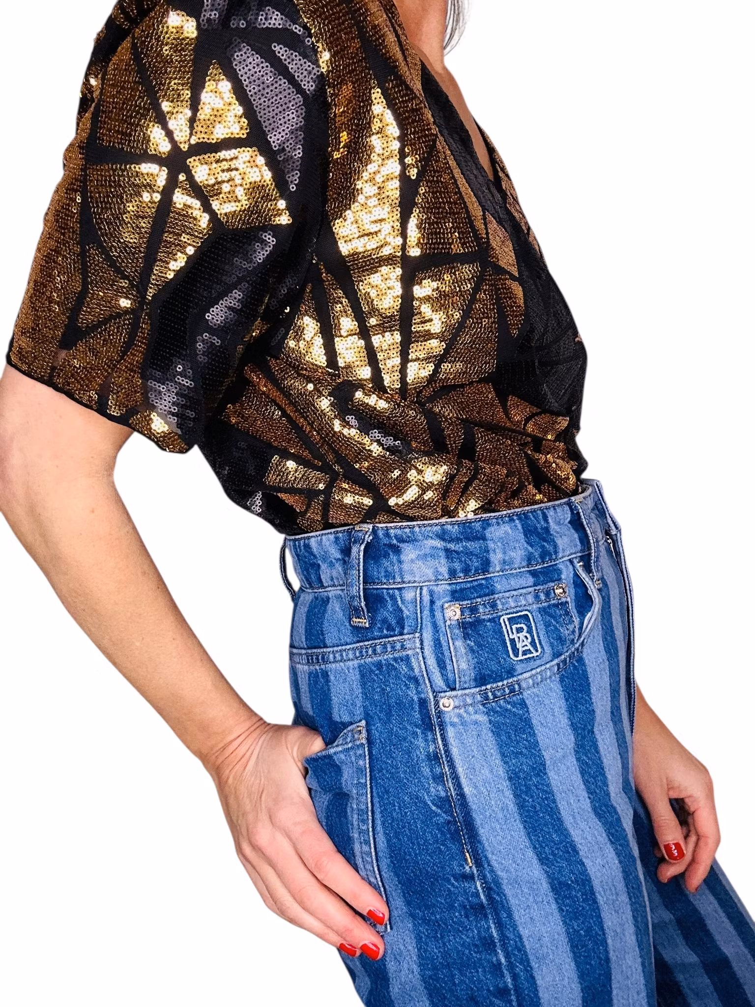 Paljett-topp i svart och guld