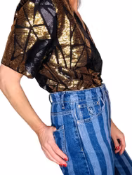 Paljett-topp i svart och guld