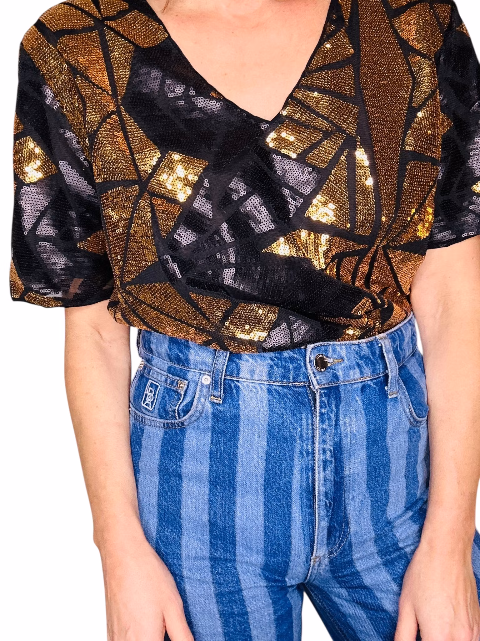 Paljett-topp i svart och guld