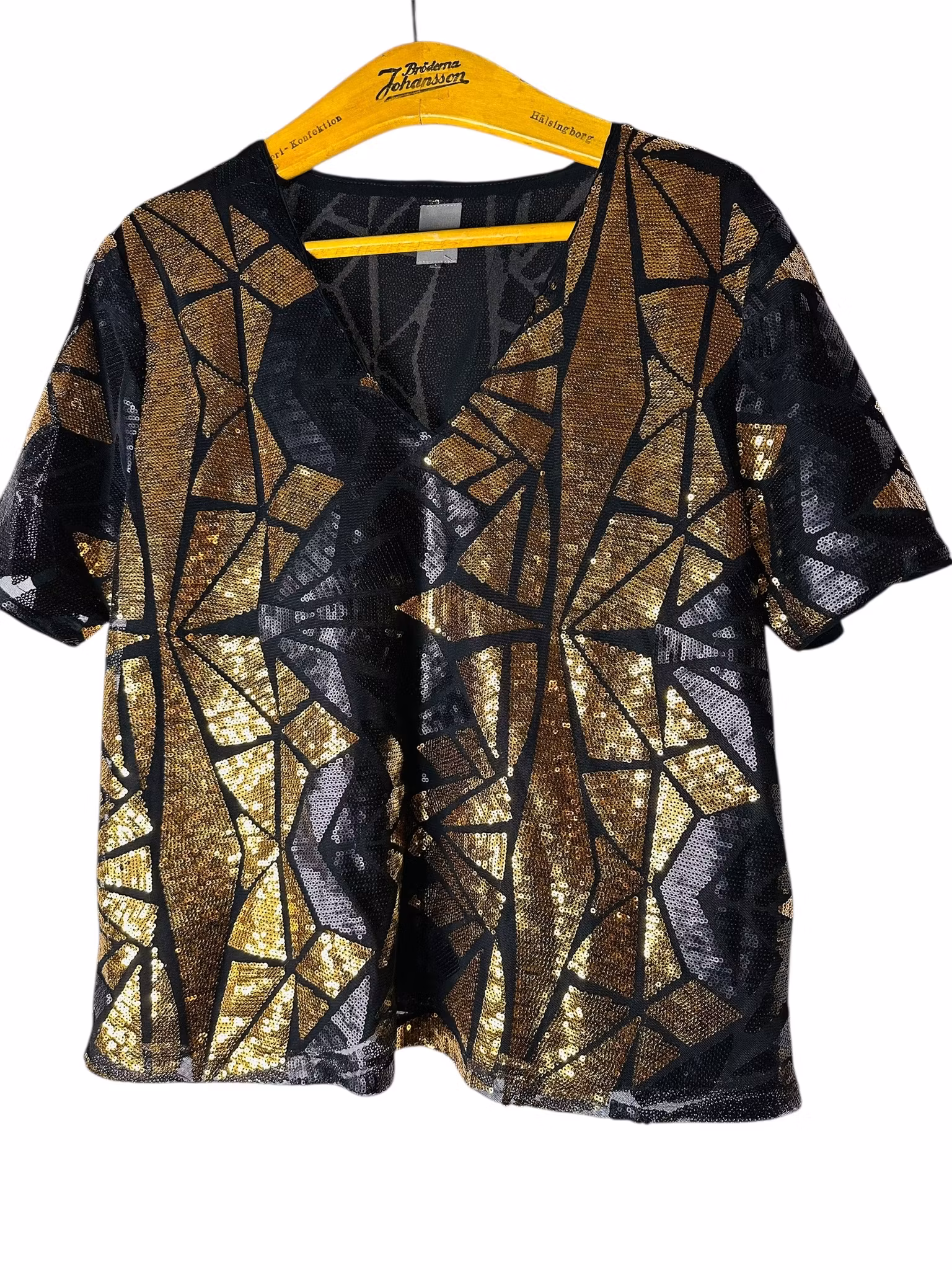 Paljett-topp i svart och guld