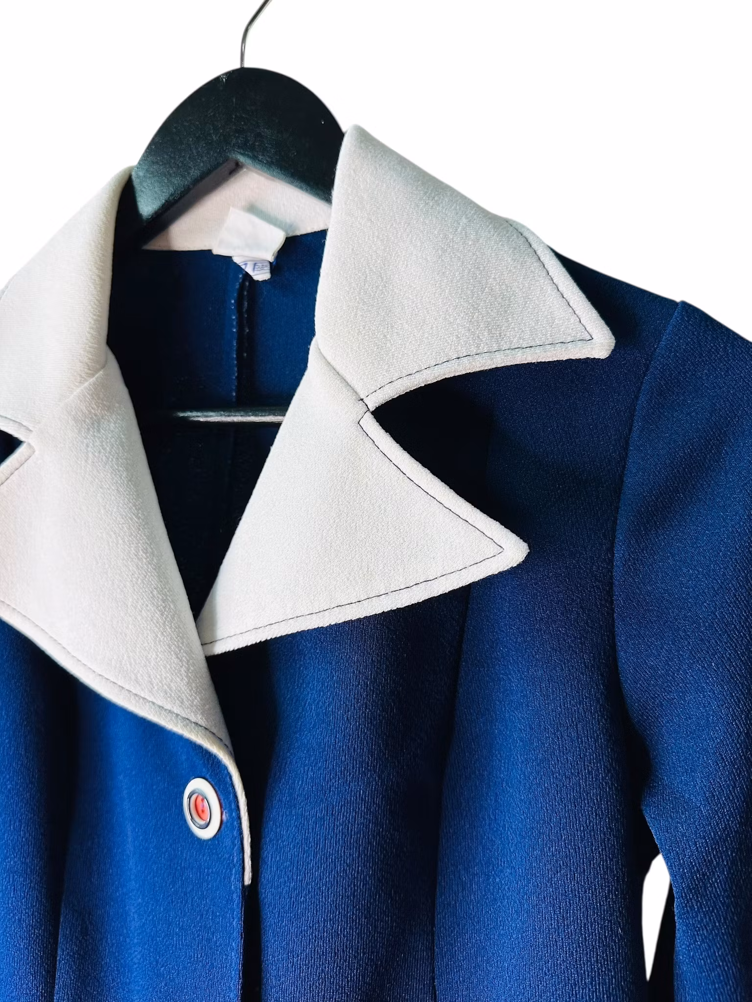 Vintage blå kavaj med vita slag