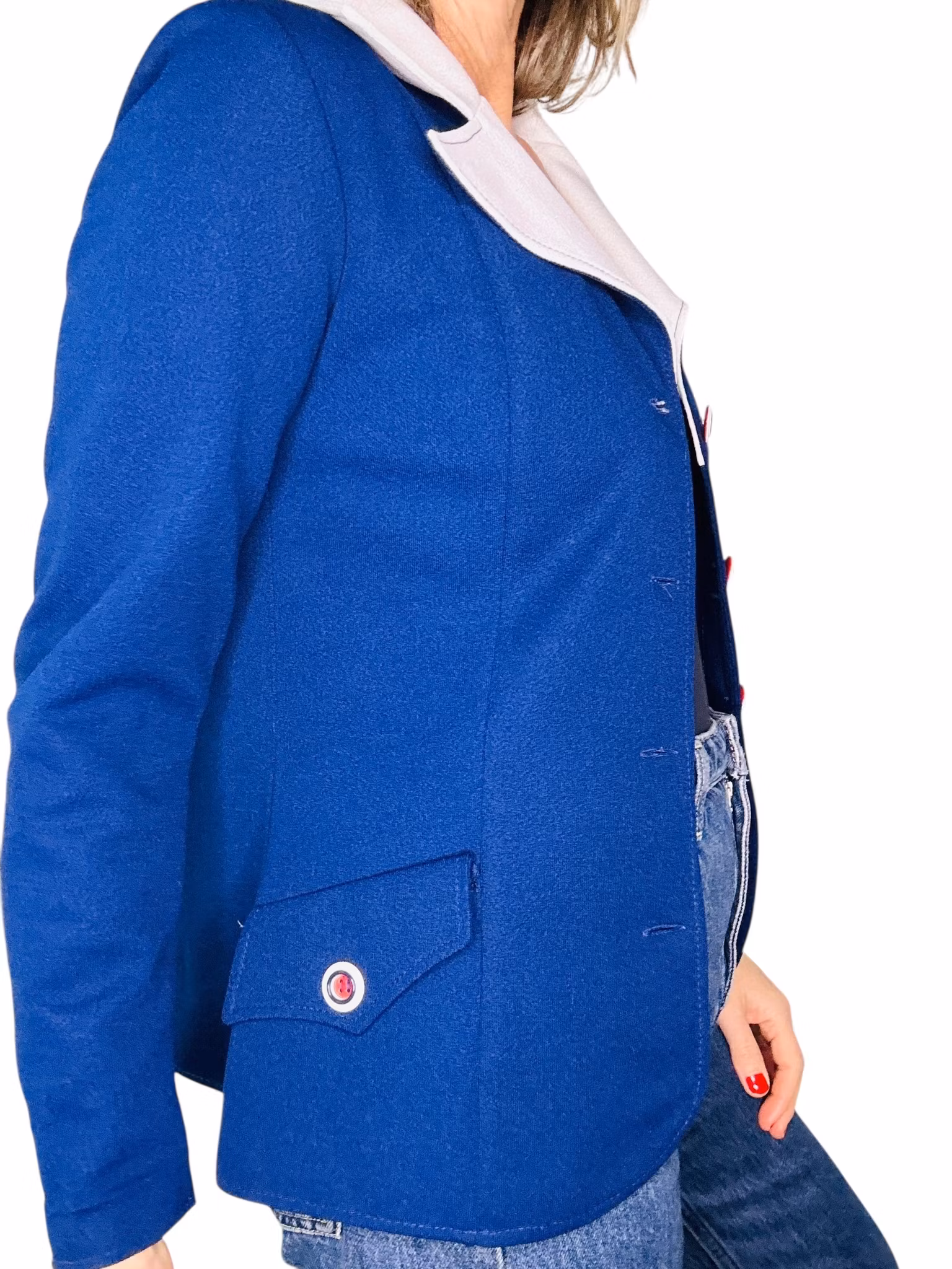 Vintage blå kavaj med vita slag