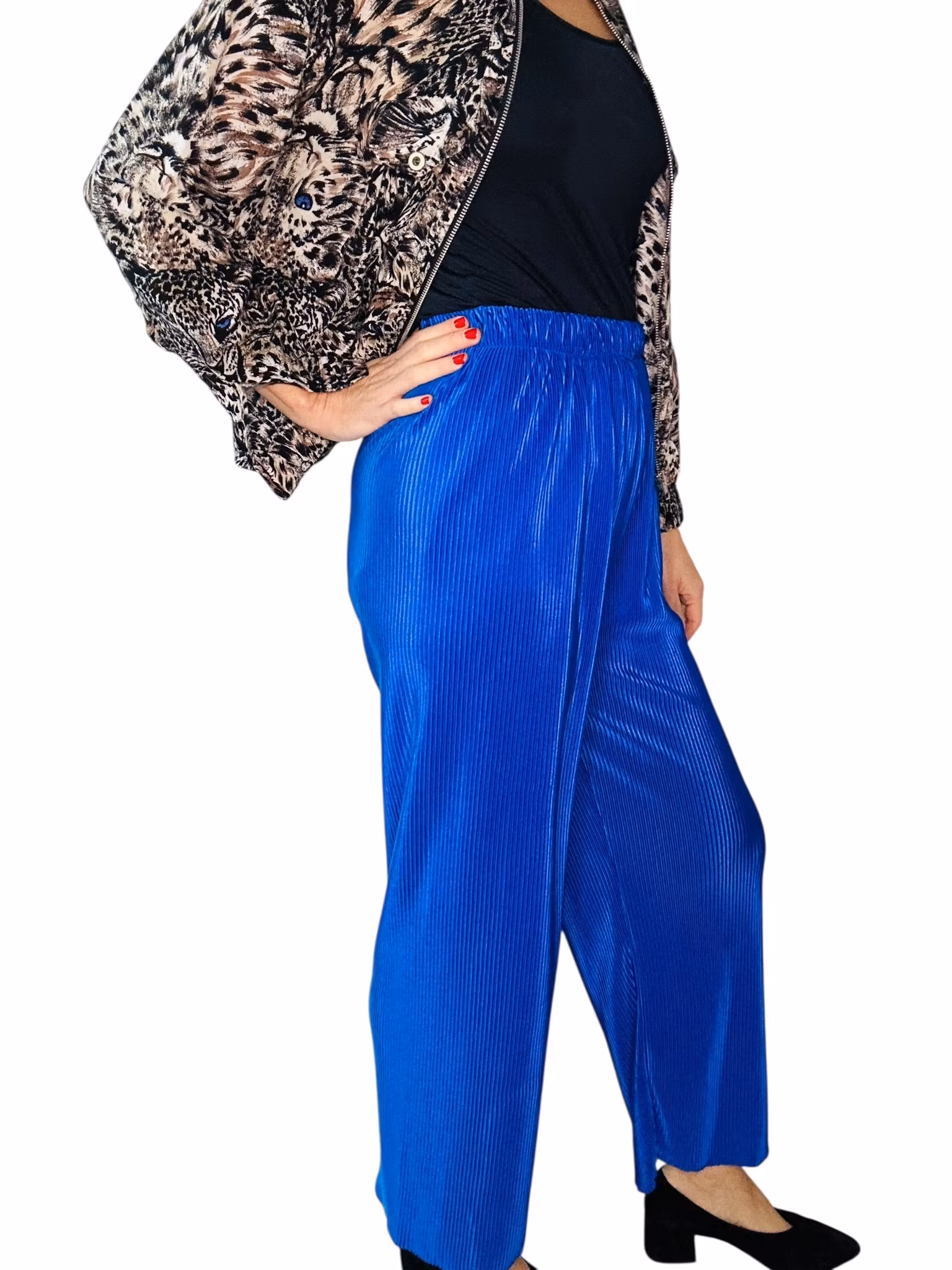 Plisserade kornblå byxor