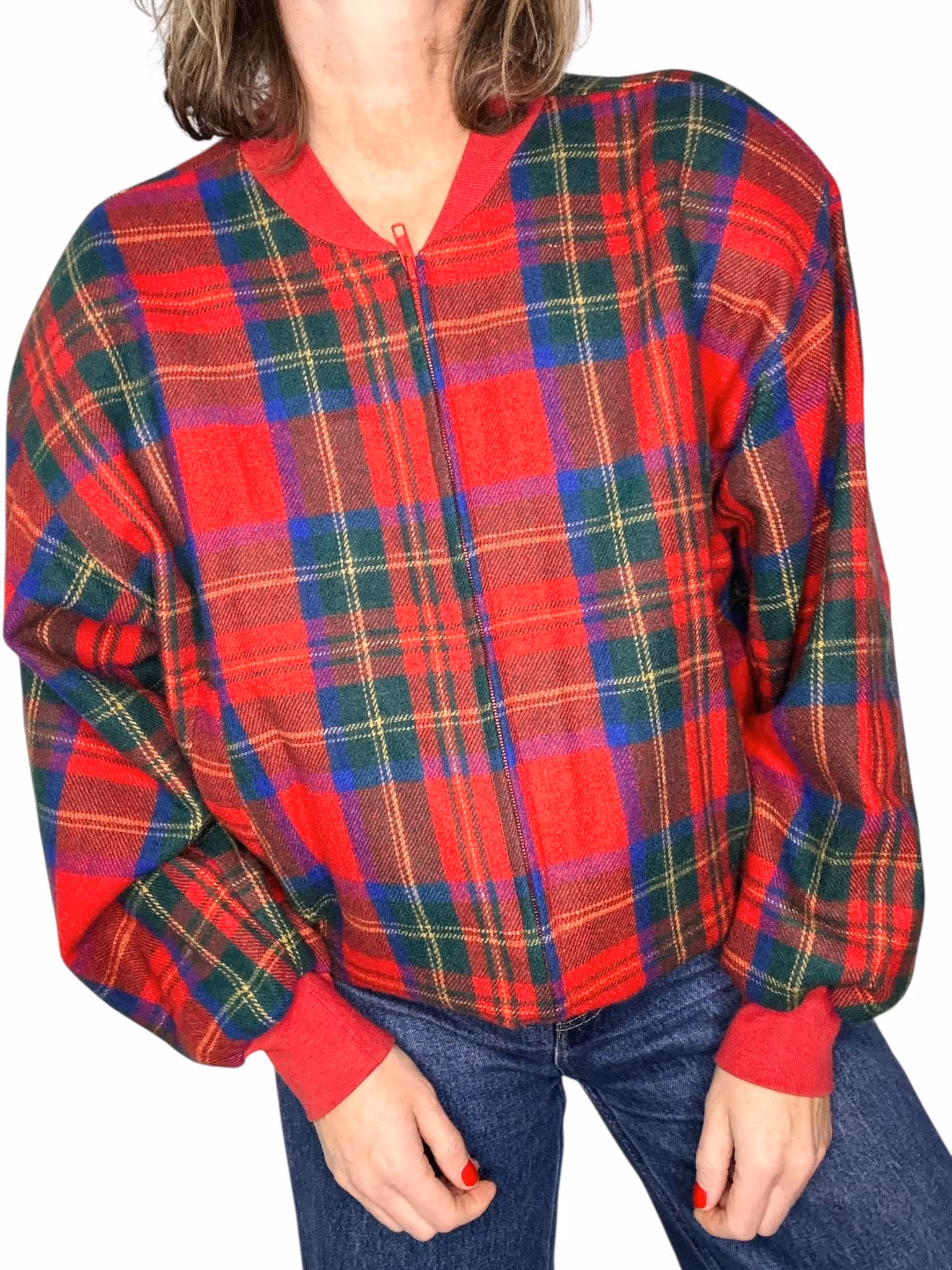 Skotskrutig bomber i ull