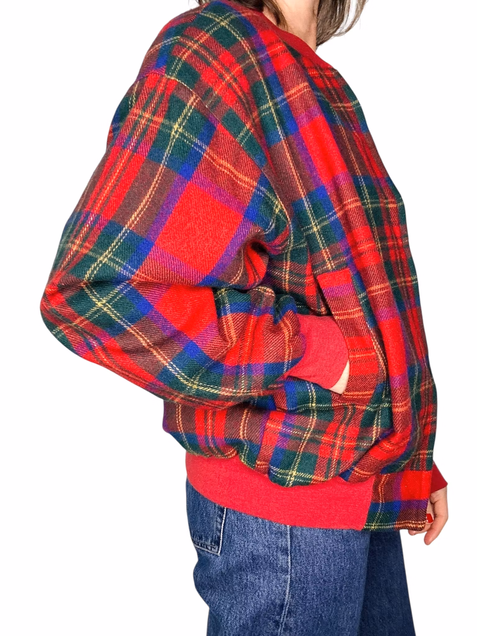 Skotskrutig bomber i ull