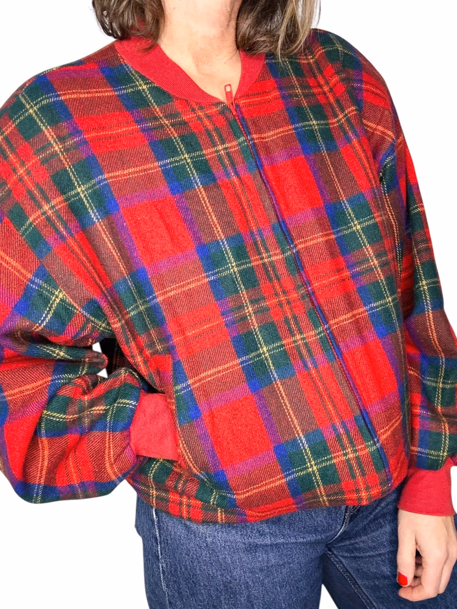 Skotskrutig bomber i ull