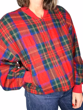 Skotskrutig bomber i ull