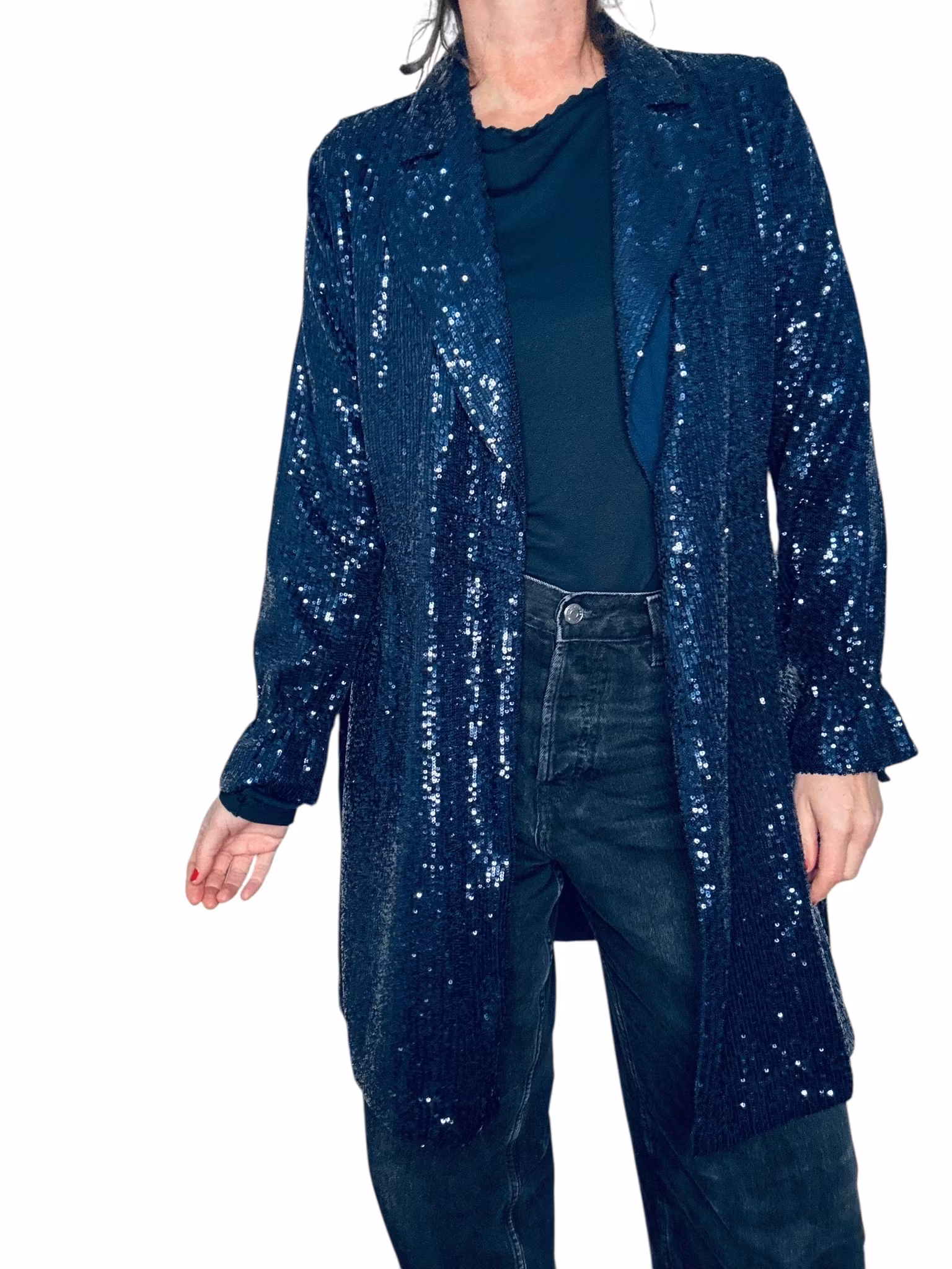 Mörkblå paljettklänning