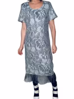 Vintage virkad klänning i silver