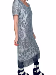 Vintage virkad klänning i silver