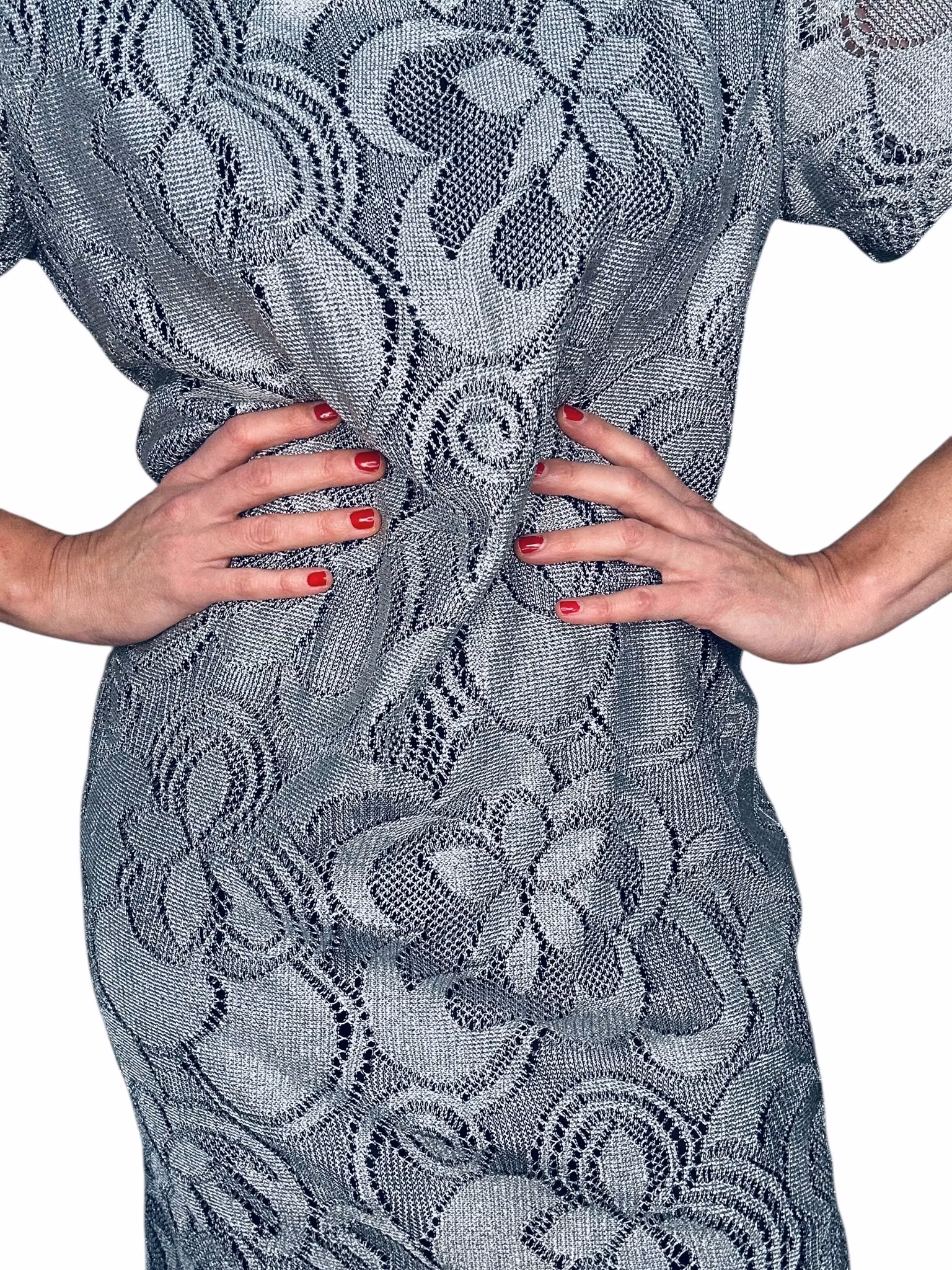 Vintage virkad klänning i silver