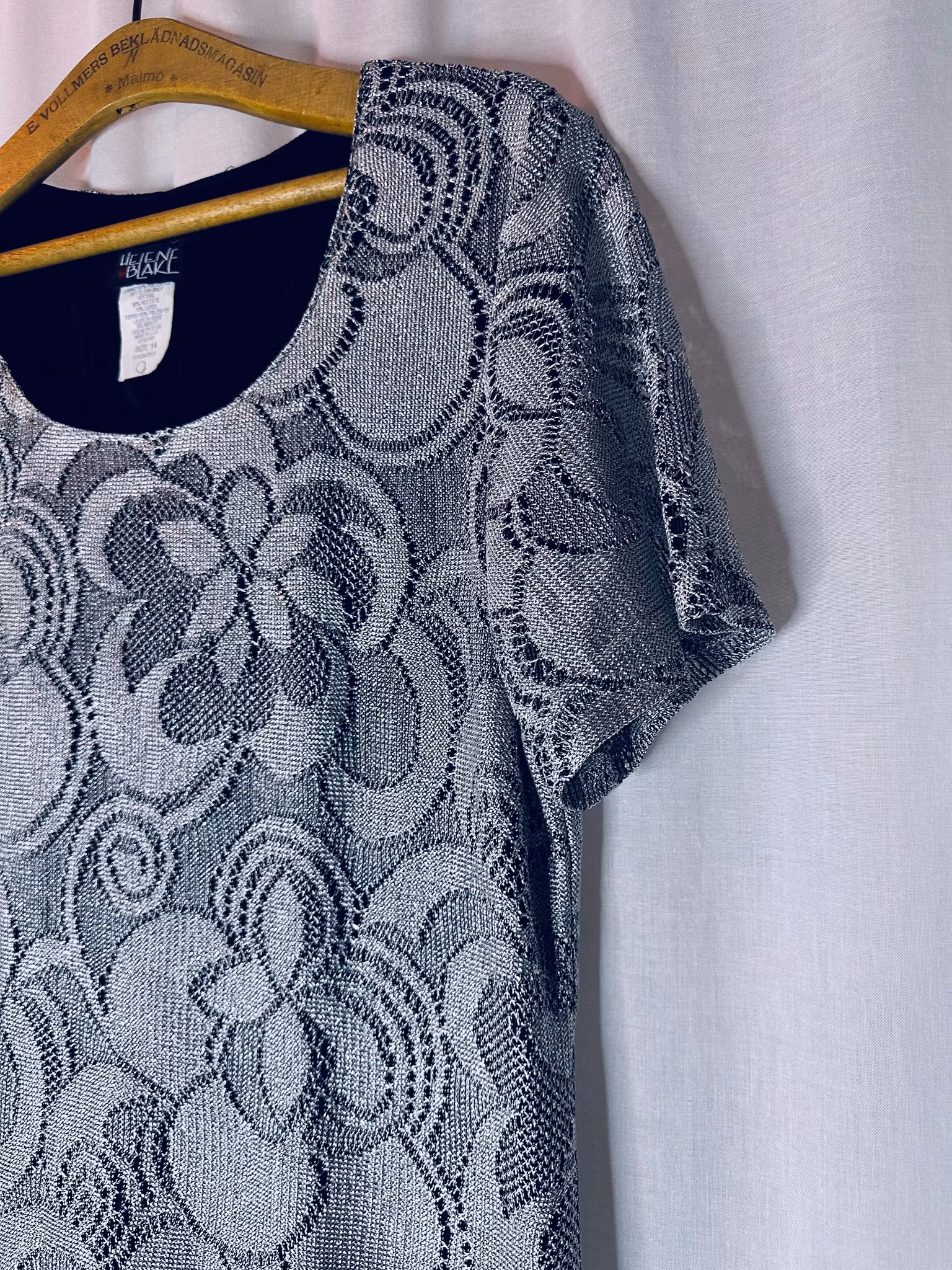 Vintage virkad klänning i silver