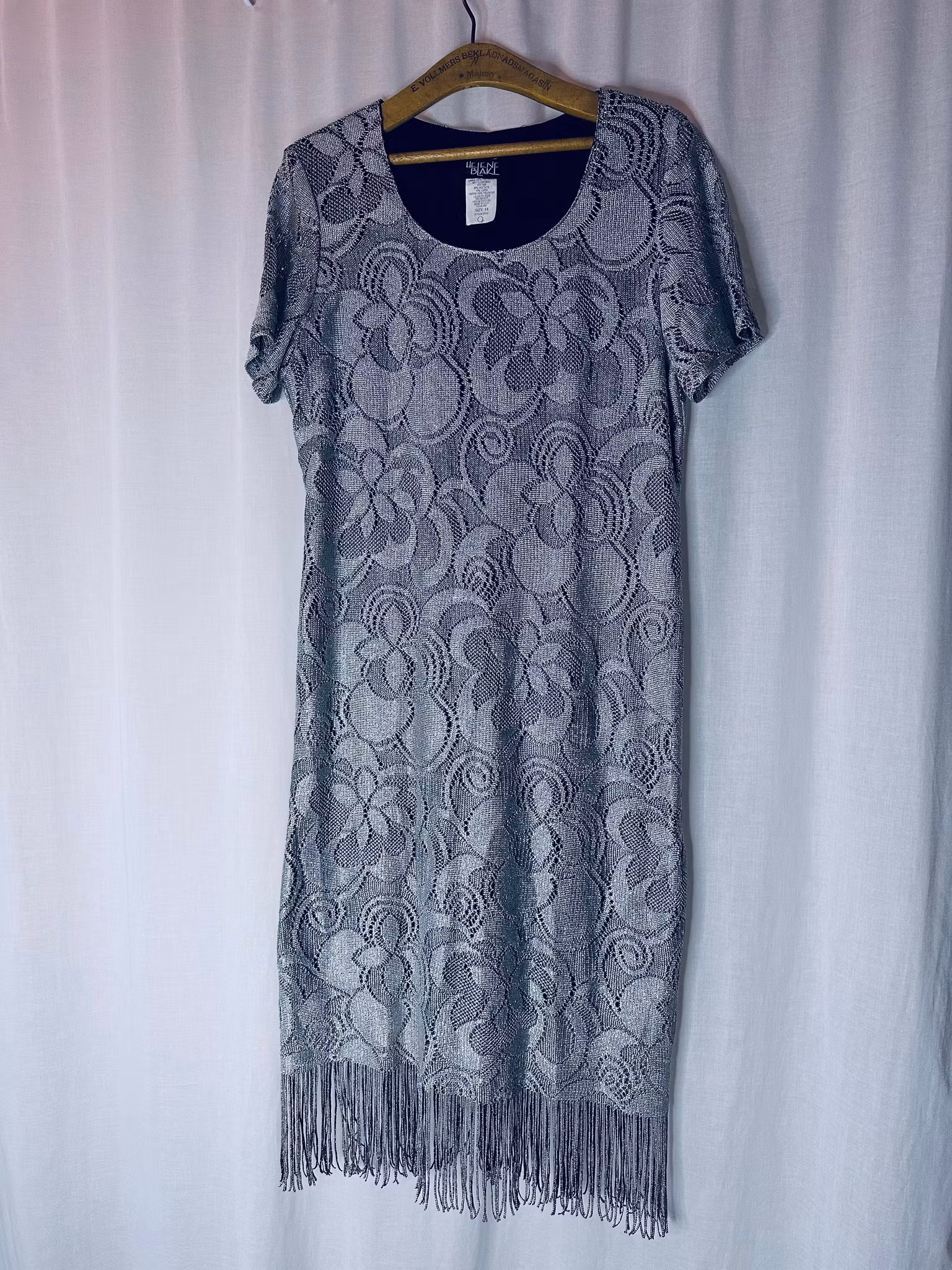 Vintage virkad klänning i silver