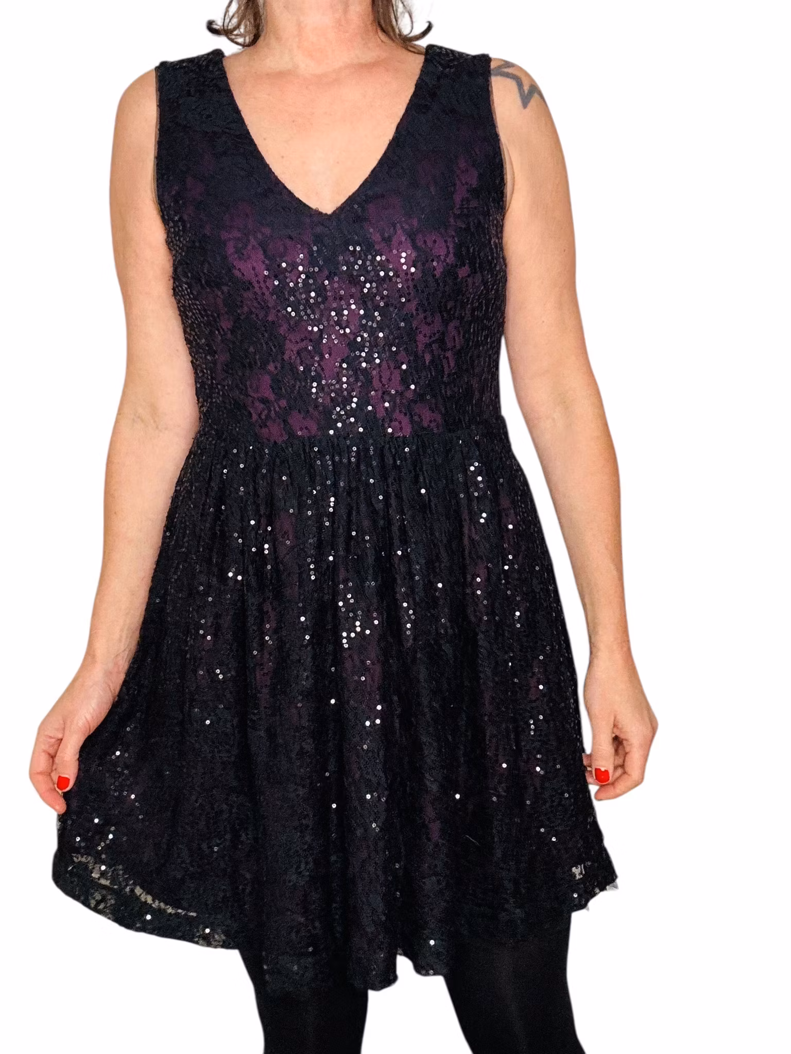 Lila/svart klänning med paljetter