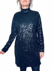 Svart paljettklänning med lång ärm