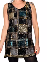 Rutig paljettklänning