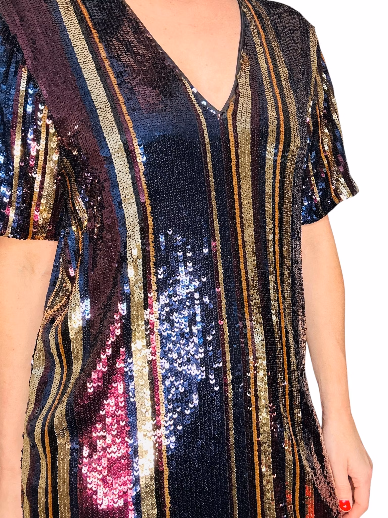 Randig paljettklänning