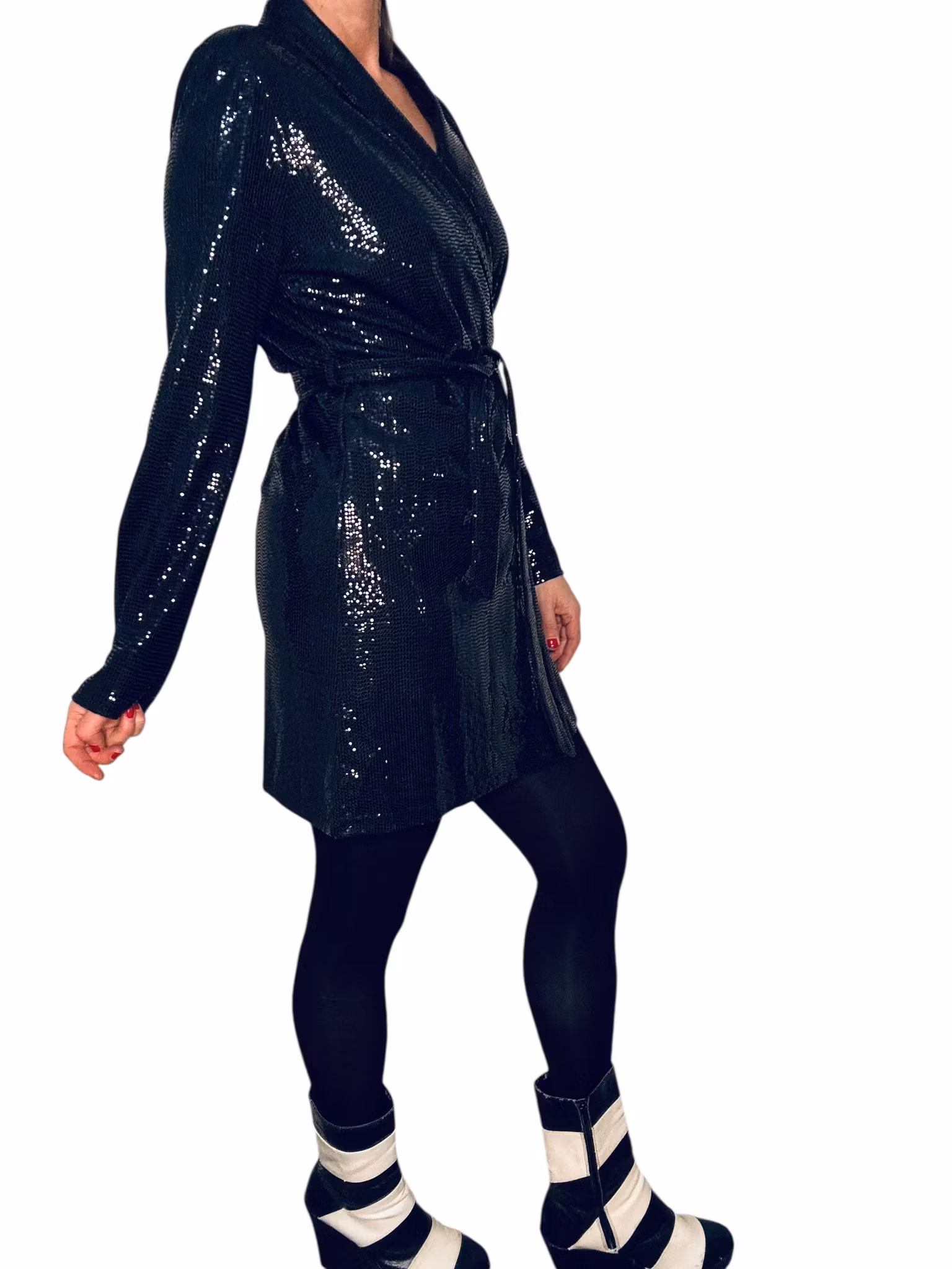 Svart omlottklänning med paljetter