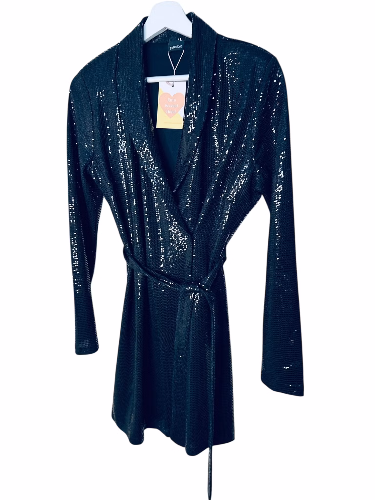 Svart omlottklänning med paljetter