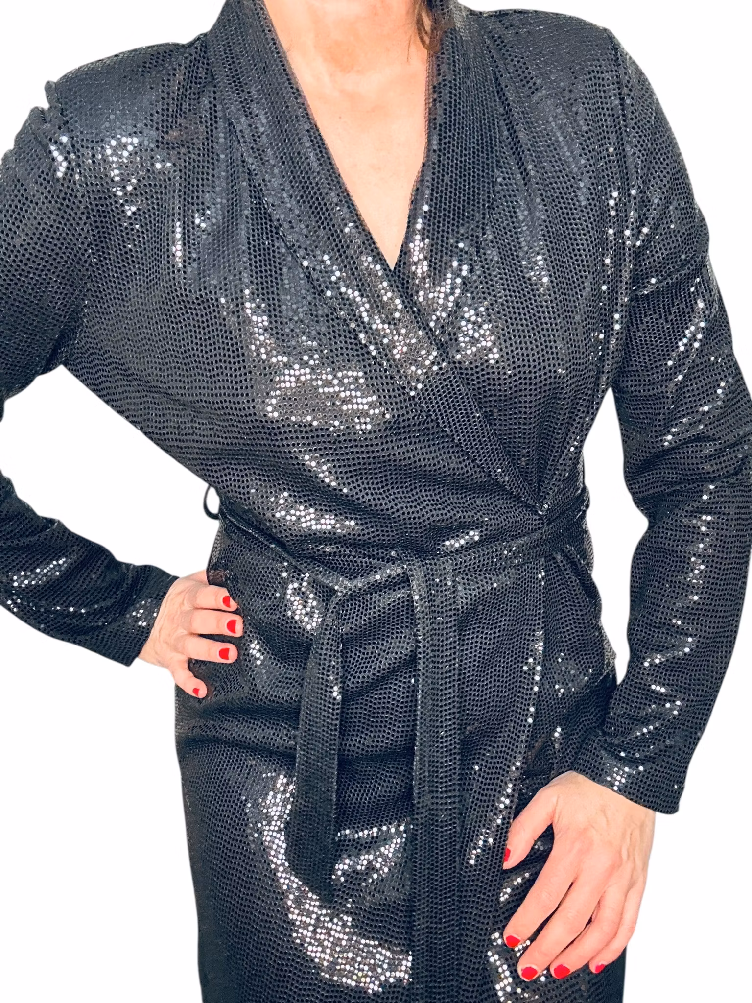 Svart omlottklänning med paljetter