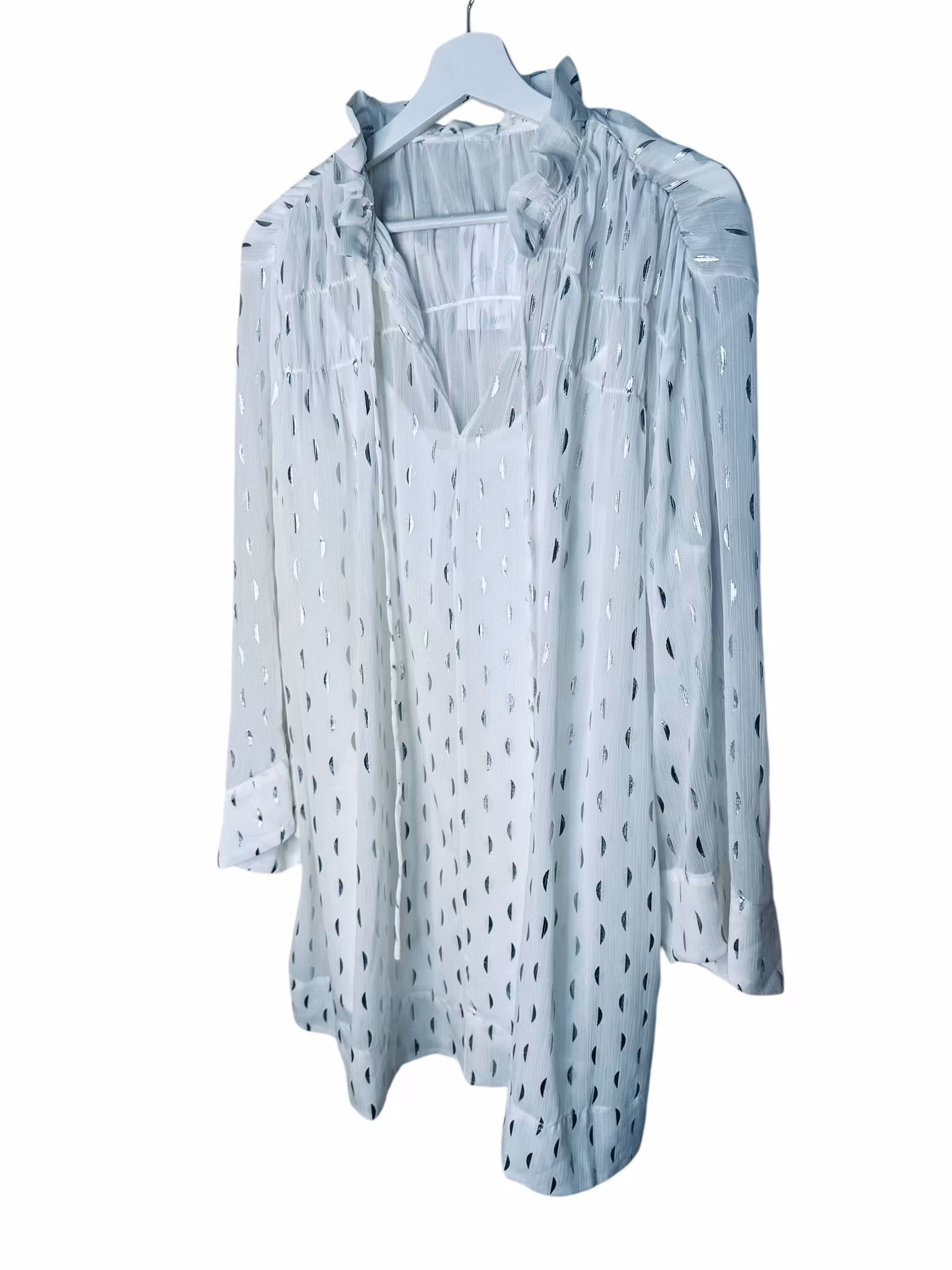 Vit klänning med silverprint