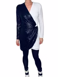 Svart-vit paljettklänning