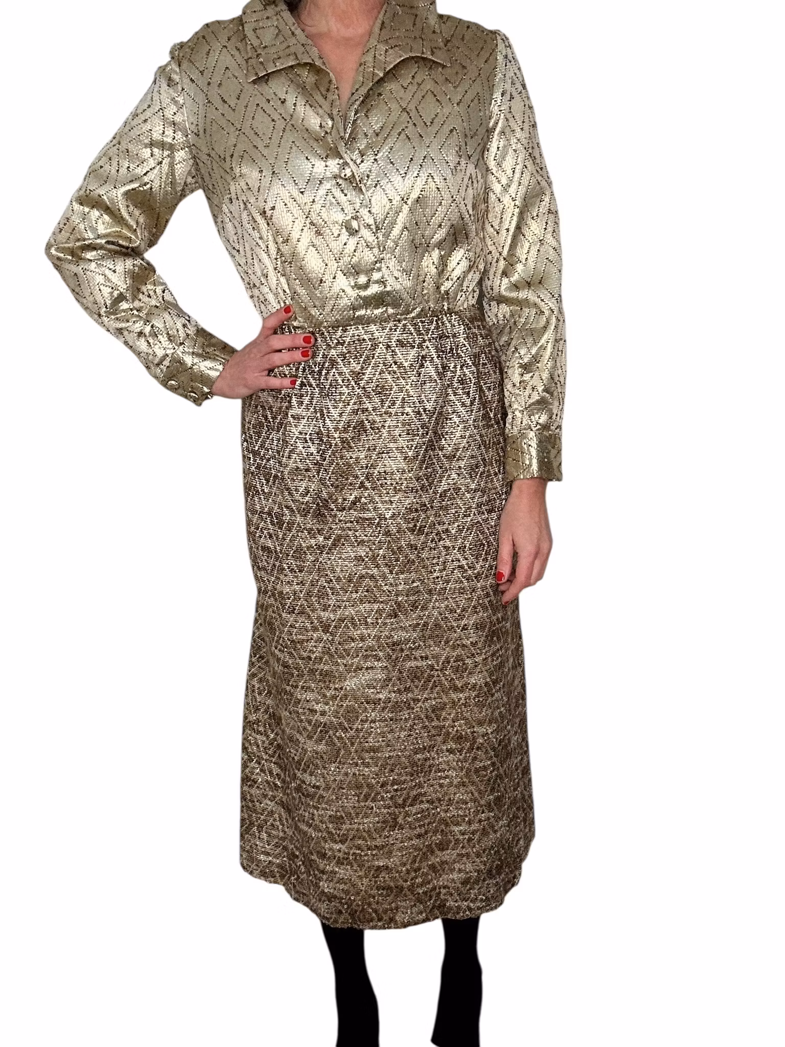 Vintage guldfärgad klänning