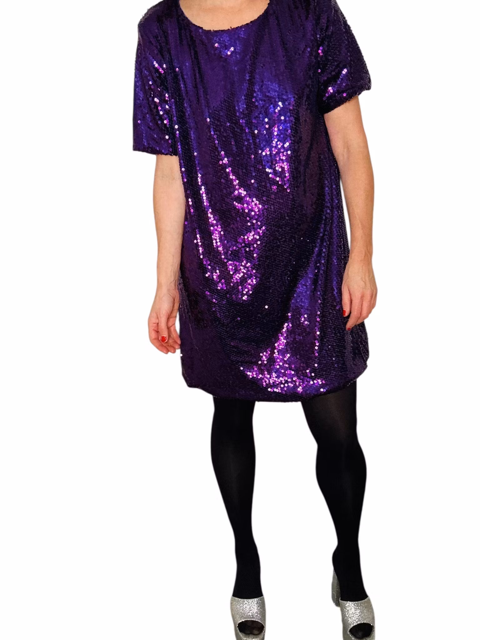 Lila paljettklänning