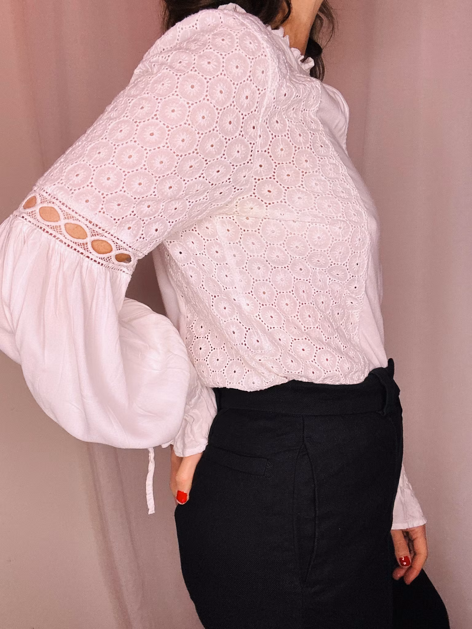 Bohemisk vit topp med stora ärmar