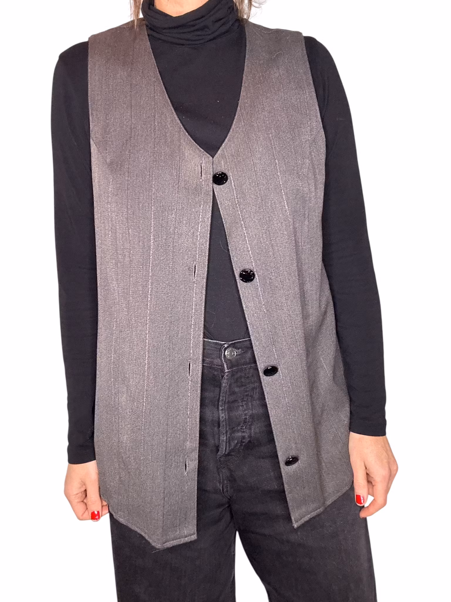 Vintage grå längre väst