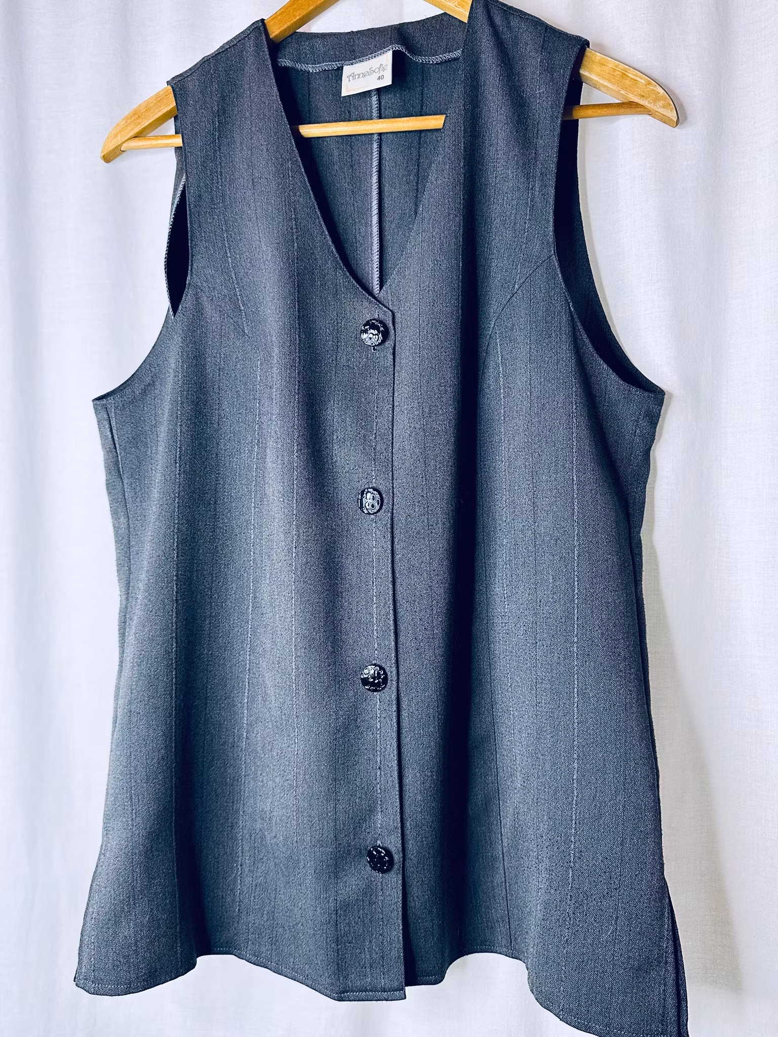 Vintage grå längre väst