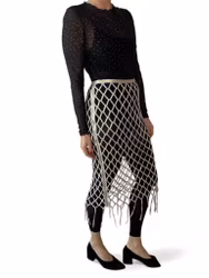 Glittrig nätkjol med fransar