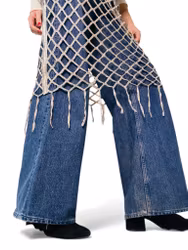 Glittrig nätkjol med fransar