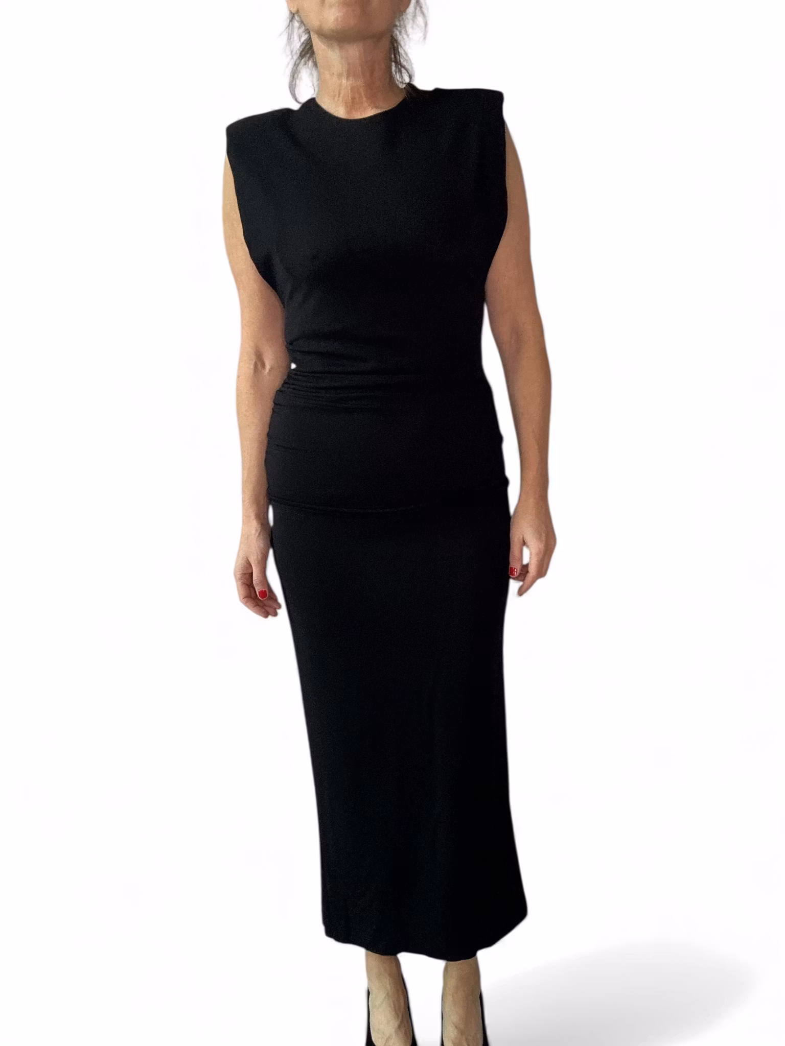 Svart långklänning i stretchig viskos