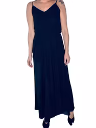 Vintage svart klänning med smala axelband