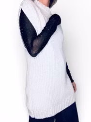 RODEBJER stickad lång väst "Kathe"