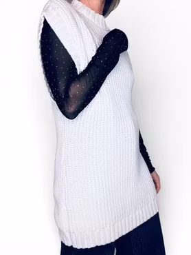 RODEBJER stickad lång väst "Kathe"