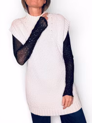 RODEBJER stickad lång väst "Kathe"