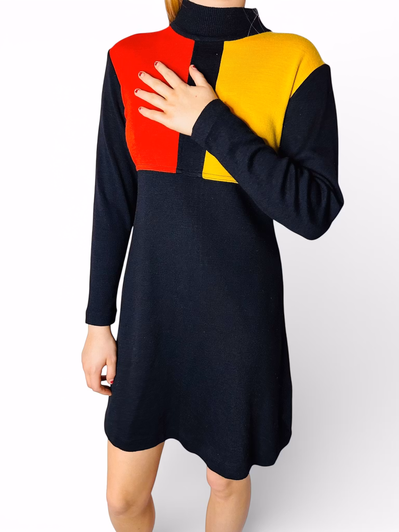 Vintage grafisk stickad klänning