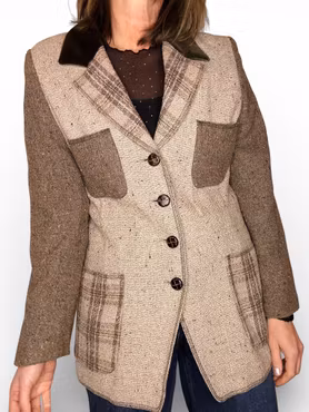 Vintage kavaj i beige och brunt