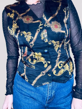 Vintage väst med scarvesmönster