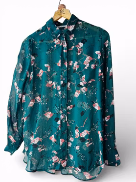 GANNI grönmönstrad skjorta