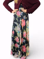 Vintage blommig och flowy kjol