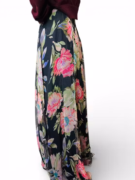 Vintage blommig och flowy kjol