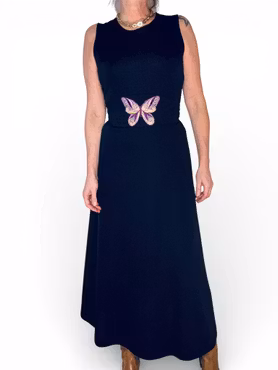 Vintage klänning med fjärilsskärp